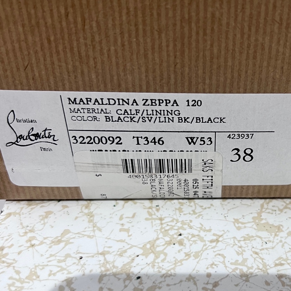 Christian Louboutin Mafaldina Zeppa 120 Black Spiked Wedge Sandals 38 NEW $895 - Picture 12 of 13